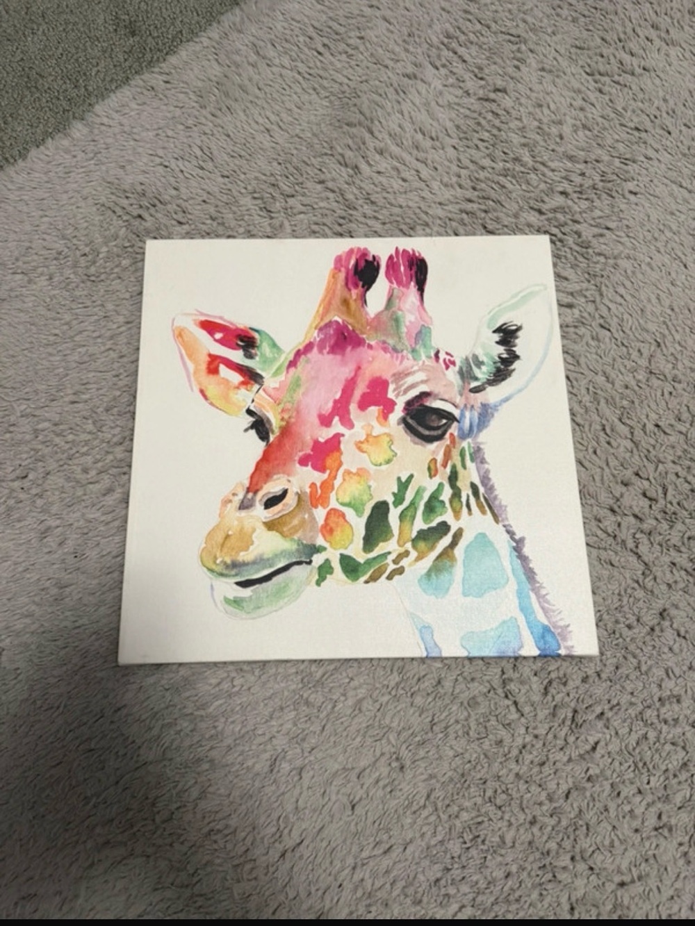 Colorful Giraffe Watercolor Canvas Wall Art - Multicolor